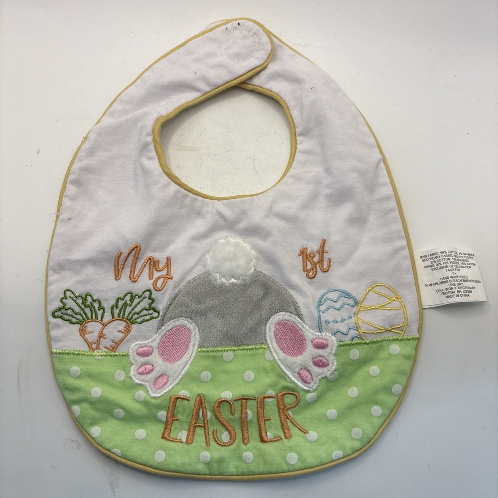 My 1st First Easter Baby Infant Holiday Bunny Rabbit Bib Pastel